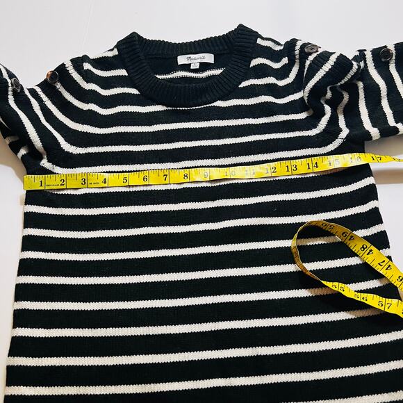Madewell Merino Wool Blend Striped Button Detail Tunic Sweater Size XS - Picture 8 of 10